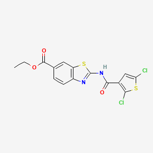 molecular formula C15H10Cl2N2O3S2 B2886978 Ethyl 2-(2,5-dichlorothiophene-3-carboxamido)benzo[d]thiazole-6-carboxylate CAS No. 888409-58-3