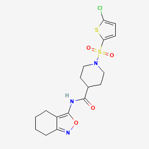 molecular formula C17H20ClN3O4S2 B2886982 1-((5-chlorothiophen-2-yl)sulfonyl)-N-(4,5,6,7-tetrahydrobenzo[c]isoxazol-3-yl)piperidine-4-carboxamide CAS No. 946322-82-3