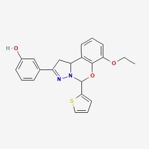 3-(7-ethoxy-5-(thiophen-2-yl)-5,10b-dihydro-1H-benzo[e]pyrazolo[1,5-c][1,3]oxazin-2-yl)phenol