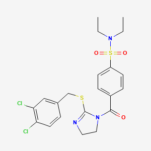 molecular formula C21H23Cl2N3O3S2 B2886994 4-(2-((3,4-二氯苄基)硫)-4,5-二氢-1H-咪唑-1-羰基)-N,N-二乙基苯磺酰胺 CAS No. 862827-04-1