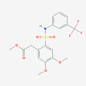 molecular formula C18H18F3NO6S B2886999 2-(4,5-二甲氧基-2-{[3-(三氟甲基)苯基]磺酰胺}苯基)乙酸甲酯 CAS No. 1022045-36-8