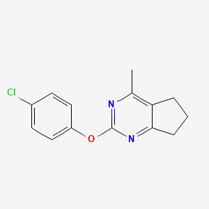 molecular formula C14H13ClN2O B2887000 4-chlorophenyl 4-methyl-6,7-dihydro-5H-cyclopenta[d]pyrimidin-2-yl ether CAS No. 343374-31-2