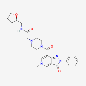 2-(4-(5-ethyl-3-oxo-2-phenyl-3,5-dihydro-2H-pyrazolo[4,3-c]pyridine-7-carbonyl)piperazin-1-yl)-N-((tetrahydrofuran-2-yl)methyl)acetamide