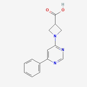 molecular formula C14H13N3O2 B2887010 1-(6-苯基嘧啶-4-基)氮杂环-3-羧酸 CAS No. 2034422-79-0