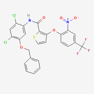 molecular formula C25H15Cl2F3N2O5S B2887013 N-(5-(苯甲氧基)-2,4-二氯苯基)-3-(2-硝基-4-(三氟甲基)苯氧基)-2-噻吩甲酰胺 CAS No. 339015-69-9
