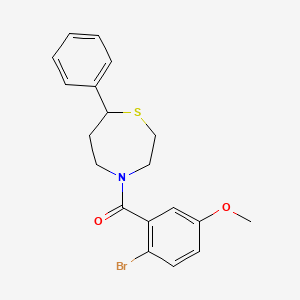 molecular formula C19H20BrNO2S B2887017 (2-Bromo-5-methoxyphenyl)(7-phenyl-1,4-thiazepan-4-yl)methanone CAS No. 1797190-71-6