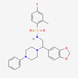 N-(2-(benzo[d][1,3]dioxol-5-yl)-2-(4-phenylpiperazin-1-yl)ethyl)-4-fluoro-2-methylbenzenesulfonamide