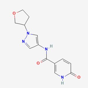 molecular formula C13H14N4O3 B2887050 6-oxo-N-(1-(tetrahydrofuran-3-yl)-1H-pyrazol-4-yl)-1,6-dihydropyridine-3-carboxamide CAS No. 1797317-88-4