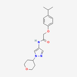molecular formula C19H25N3O3 B2887068 2-(4-isopropylphenoxy)-N-(1-(tetrahydro-2H-pyran-4-yl)-1H-pyrazol-4-yl)acetamide CAS No. 1448056-91-4
