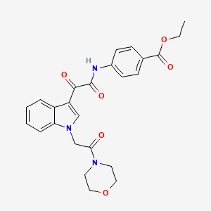 molecular formula C25H25N3O6 B2887074 4-(2-(1-(2-吗啉代-2-氧代乙基)-1H-吲哚-3-基)-2-氧代乙酰胺基)苯甲酸乙酯 CAS No. 872857-36-8