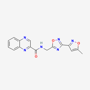 molecular formula C16H12N6O3 B2887089 N-((3-(5-methylisoxazol-3-yl)-1,2,4-oxadiazol-5-yl)methyl)quinoxaline-2-carboxamide CAS No. 2034466-75-4