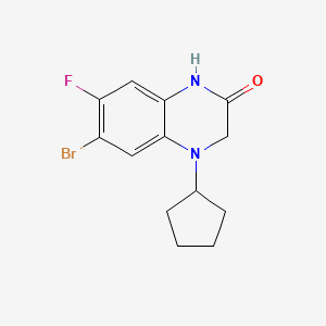 molecular formula C13H14BrFN2O B2887090 6-Bromo-4-cyclopentyl-7-fluoro-1,2,3,4-tetrahydroquinoxalin-2-one CAS No. 1712902-48-1