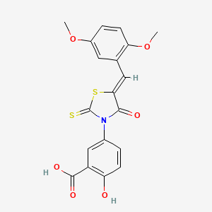 5-[(5Z)-5-[(2,5-dimethoxyphenyl)methylidene]-4-oxo-2-sulfanylidene-1,3-thiazolidin-3-yl]-2-hydroxybenzoic acid