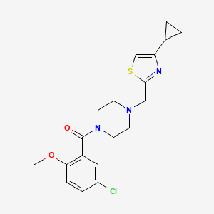 molecular formula C19H22ClN3O2S B2887110 (5-Chloro-2-methoxyphenyl)(4-((4-cyclopropylthiazol-2-yl)methyl)piperazin-1-yl)methanone CAS No. 1173062-42-4