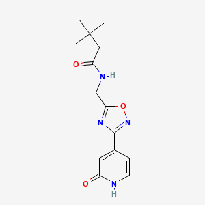 3,3-dimethyl-N-((3-(2-oxo-1,2-dihydropyridin-4-yl)-1,2,4-oxadiazol-5-yl)methyl)butanamide