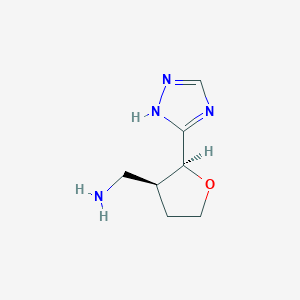 molecular formula C7H12N4O B2887115 [(2S,3S)-2-(1H-1,2,4-Triazol-5-yl)oxolan-3-yl]methanamine CAS No. 2153239-12-2