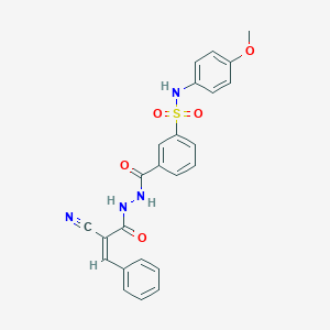 molecular formula C24H20N4O5S B2887126 3-[[[(Z)-2-Cyano-3-phenylprop-2-enoyl]amino]carbamoyl]-N-(4-methoxyphenyl)benzenesulfonamide CAS No. 748148-64-3