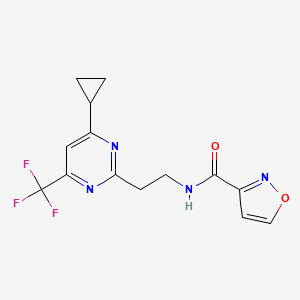 molecular formula C14H13F3N4O2 B2887127 N-(2-(4-cyclopropyl-6-(trifluoromethyl)pyrimidin-2-yl)ethyl)isoxazole-3-carboxamide CAS No. 1396637-55-0