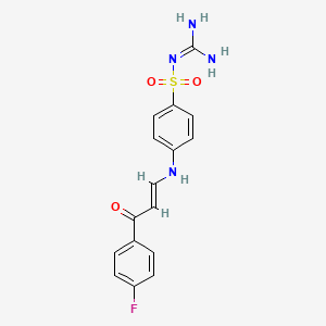 molecular formula C16H15FN4O3S B2887136 2-[4-[[(E)-3-(4-fluorophenyl)-3-oxoprop-1-enyl]amino]phenyl]sulfonylguanidine CAS No. 423742-56-7