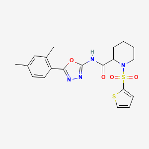 molecular formula C20H22N4O4S2 B2887139 N-(5-(2,4-二甲苯基)-1,3,4-恶二唑-2-基)-1-(噻吩-2-基磺酰基)哌啶-2-甲酰胺 CAS No. 1097899-59-6