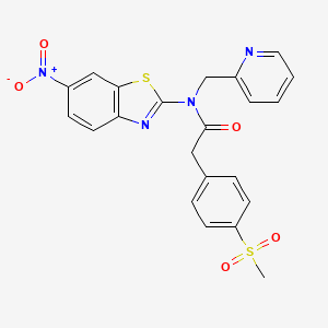 molecular formula C22H18N4O5S2 B2887140 2-(4-(methylsulfonyl)phenyl)-N-(6-nitrobenzo[d]thiazol-2-yl)-N-(pyridin-2-ylmethyl)acetamide CAS No. 942008-93-7