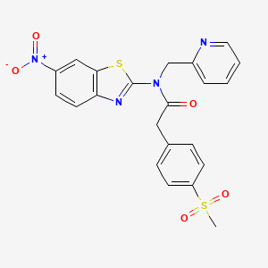 molecular formula C22H18N4O5S2 B2887140 2-(4-(甲磺酰基)苯基)-N-(6-硝基苯并[d]噻唑-2-基)-N-(吡啶-2-基甲基)乙酰胺 CAS No. 942008-93-7