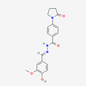 molecular formula C19H19N3O4 B2887141 N'-[(1E)-(4-hydroxy-3-methoxyphenyl)methylidene]-4-(2-oxopyrrolidin-1-yl)benzohydrazide CAS No. 413616-54-3