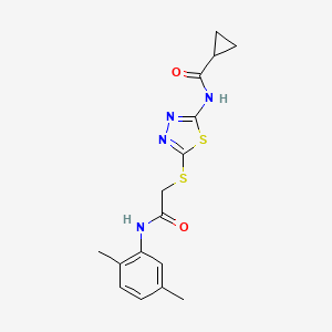 molecular formula C16H18N4O2S2 B2887142 N-(5-((2-((2,5-二甲苯基)氨基)-2-氧代乙基)硫)-1,3,4-噻二唑-2-基)环丙烷甲酰胺 CAS No. 392294-93-8
