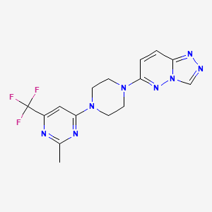 molecular formula C15H15F3N8 B2887144 2-Methyl-4-(4-{[1,2,4]triazolo[4,3-b]pyridazin-6-yl}piperazin-1-yl)-6-(trifluoromethyl)pyrimidine CAS No. 2097919-26-9