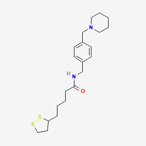 molecular formula C21H32N2OS2 B2887148 5-(1,2-dithiolan-3-yl)-N-({4-[(piperidin-1-yl)methyl]phenyl}methyl)pentanamide CAS No. 1223468-55-0