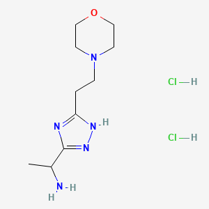 molecular formula C10H21Cl2N5O B2887150 1-(3-(2-morpholinoethyl)-1H-1,2,4-triazol-5-yl)ethanamine dihydrochloride CAS No. 1674389-97-9