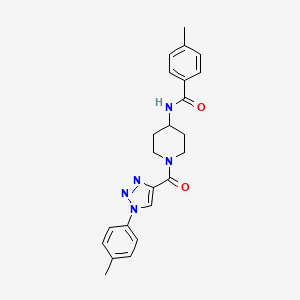 molecular formula C23H25N5O2 B2887152 4-methyl-N-(1-(1-(p-tolyl)-1H-1,2,3-triazole-4-carbonyl)piperidin-4-yl)benzamide CAS No. 1251605-82-9