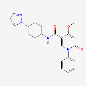 molecular formula C22H24N4O3 B2887200 4-methoxy-6-oxo-1-phenyl-N-[4-(1H-pyrazol-1-yl)cyclohexyl]-1,6-dihydropyridine-3-carboxamide CAS No. 2097931-03-6