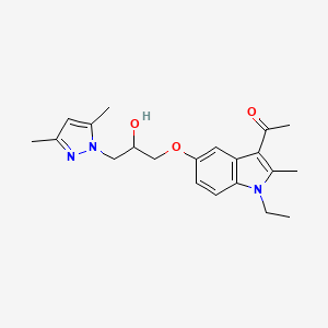 molecular formula C21H27N3O3 B2887207 1-(5-(3-(3,5-dimethyl-1H-pyrazol-1-yl)-2-hydroxypropoxy)-1-ethyl-2-methyl-1H-indol-3-yl)ethanone CAS No. 942850-81-9