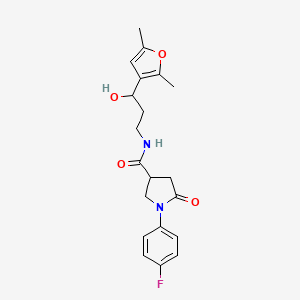 N-(3-(2,5-dimethylfuran-3-yl)-3-hydroxypropyl)-1-(4-fluorophenyl)-5-oxopyrrolidine-3-carboxamide