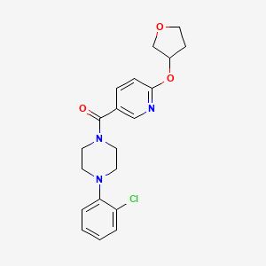 molecular formula C20H22ClN3O3 B2887222 (4-(2-Chlorophenyl)piperazin-1-yl)(6-((tetrahydrofuran-3-yl)oxy)pyridin-3-yl)methanone CAS No. 2034560-40-0