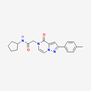 molecular formula C20H22N4O2 B2887225 N-环戊基-2-(4-氧代-2-(对甲苯基)吡唑并[1,5-a]吡嗪-5(4H)-基)乙酰胺 CAS No. 941894-82-2