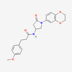 molecular formula C22H24N2O5 B2887241 N-(1-(2,3-dihydrobenzo[b][1,4]dioxin-6-yl)-5-oxopyrrolidin-3-yl)-3-(4-methoxyphenyl)propanamide CAS No. 905671-36-5