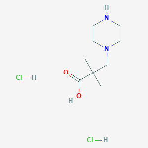 molecular formula C9H20Cl2N2O2 B2887251 2,2-Dimethyl-3-piperazin-1-ylpropanoic acid;dihydrochloride CAS No. 2416230-55-0