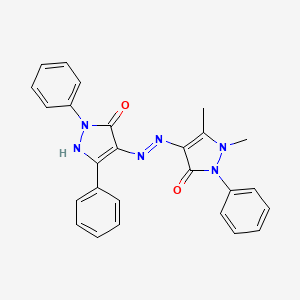 (Z)-1,5-dimethyl-4-(2-(5-oxo-1,3-diphenyl-1H-pyrazol-4(5H)-ylidene)hydrazinyl)-2-phenyl-1H-pyrazol-3(2H)-one