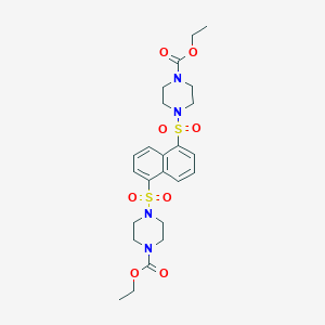 molecular formula C24H32N4O8S2 B288726 Ethyl 4-[(5-{[4-(ethoxycarbonyl)-1-piperazinyl]sulfonyl}-1-naphthyl)sulfonyl]-1-piperazinecarboxylate 