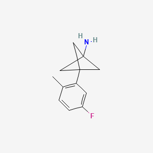 molecular formula C12H14FN B2887260 3-(5-Fluoro-2-methylphenyl)bicyclo[1.1.1]pentan-1-amine CAS No. 2287280-79-7