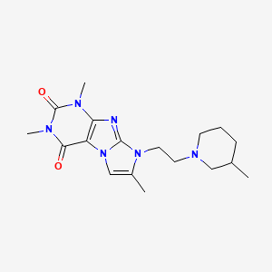 molecular formula C18H26N6O2 B2887263 1,3,7-trimethyl-8-(2-(3-methylpiperidin-1-yl)ethyl)-1H-imidazo[2,1-f]purine-2,4(3H,8H)-dione CAS No. 922456-67-5