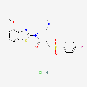 N-(2-(dimethylamino)ethyl)-3-((4-fluorophenyl)sulfonyl)-N-(4-methoxy-7-methylbenzo[d]thiazol-2-yl)propanamide hydrochloride