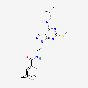 molecular formula C23H34N6OS B2887268 N-(2-{4-[(2-methylpropyl)amino]-6-(methylsulfanyl)-1H-pyrazolo[3,4-d]pyrimidin-1-yl}ethyl)adamantane-1-carboxamide CAS No. 941941-75-9