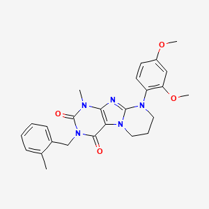 molecular formula C25H27N5O4 B2887270 9-(2,4-dimethoxyphenyl)-1-methyl-3-[(2-methylphenyl)methyl]-7,8-dihydro-6H-purino[7,8-a]pyrimidine-2,4-dione CAS No. 877616-97-2