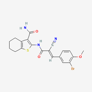 molecular formula C20H18BrN3O3S B2887282 2-[[(E)-3-(3-bromo-4-methoxyphenyl)-2-cyanoprop-2-enoyl]amino]-4,5,6,7-tetrahydro-1-benzothiophene-3-carboxamide CAS No. 380434-62-8