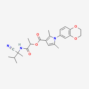 molecular formula C24H29N3O5 B2887307 1-[(1-cyano-1,2-dimethylpropyl)carbamoyl]ethyl 1-(2,3-dihydro-1,4-benzodioxin-6-yl)-2,5-dimethyl-1H-pyrrole-3-carboxylate CAS No. 1197866-65-1