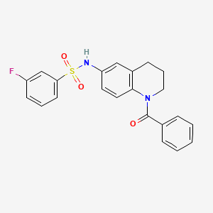 molecular formula C22H19FN2O3S B2887311 N-(1-benzoyl-1,2,3,4-tetrahydroquinolin-6-yl)-3-fluorobenzenesulfonamide CAS No. 946210-85-1