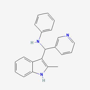 N-[(2-methyl-1H-indol-3-yl)(pyridin-3-yl)methyl]aniline